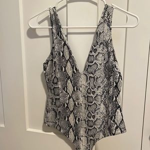 Deep Plunging Snake Skin Bodysuit Lulus